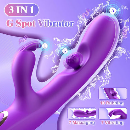 Quusvik 3-in-1 Rabbit Vibrator with 360° Rotation and Clitoral Stimulation