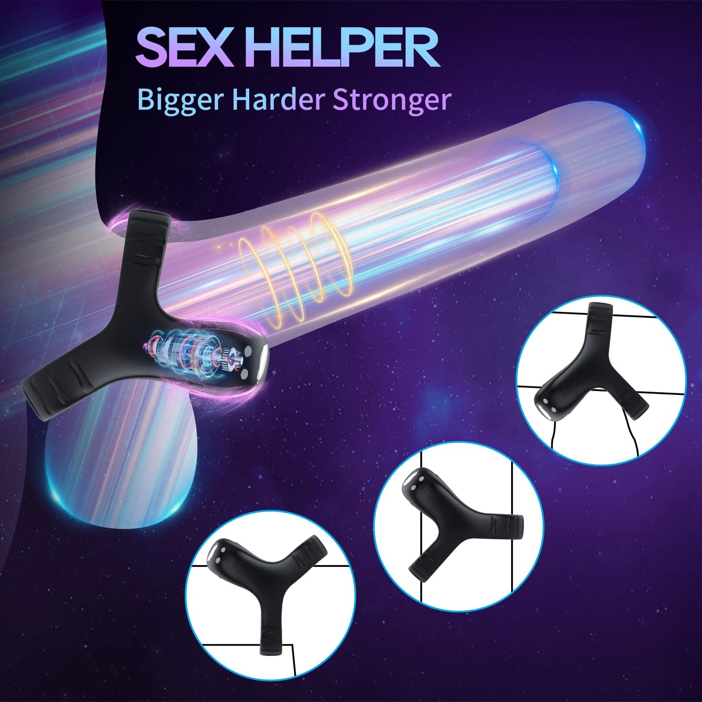 Quusvik - Vibrating Cock Ring with APP, Triangular Penis Ring with 10 Vibration Modes