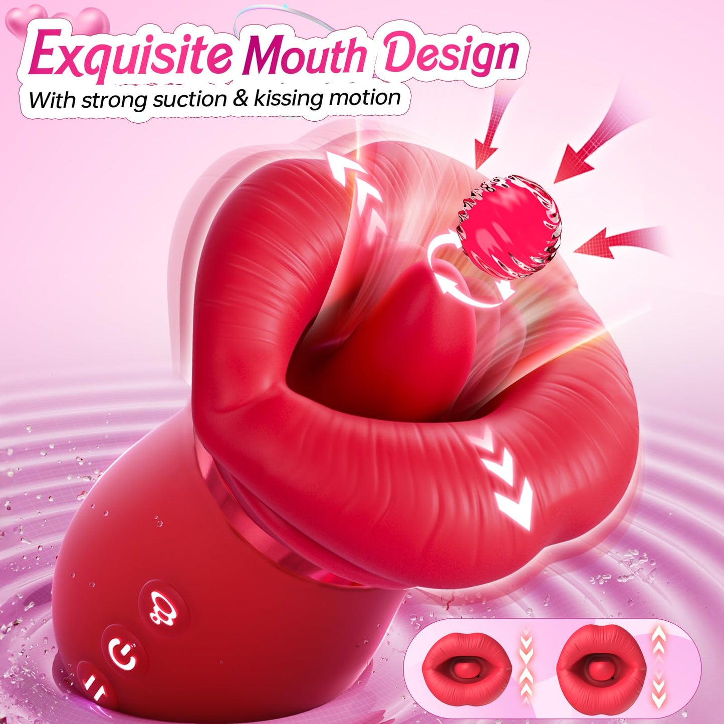 Quusvik - 4IN1 Mouth Sucking Vibrator Rose Sex Toy