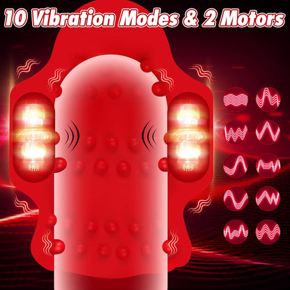 Quusvik 360° Mouth-Wrapped Penis Vibrator – LCD Display & Dual Motors for Glans Training