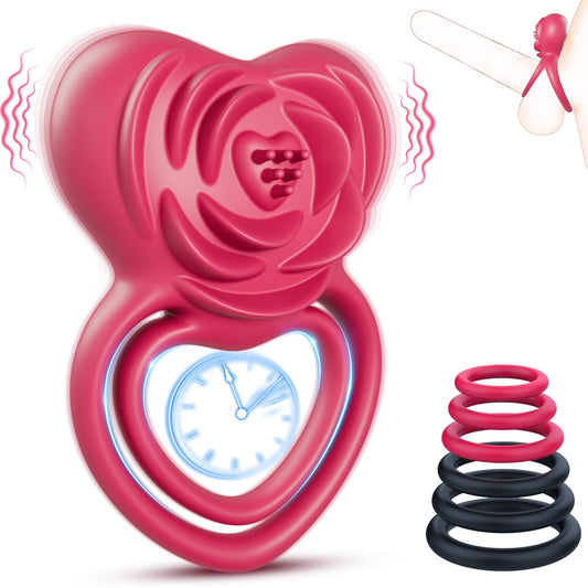 Quusvik 2 in 1 Vibrating Cock Ring Rose Vibrator