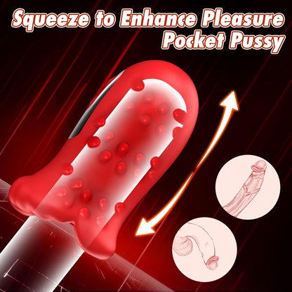 Quusvik 360° Mouth-Wrapped Penis Vibrator – LCD Display & Dual Motors for Glans Training