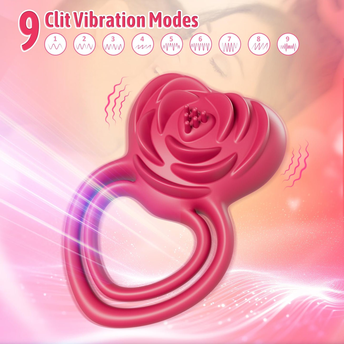 Quusvik 2 in 1 Vibrating Cock Ring Rose Vibrator