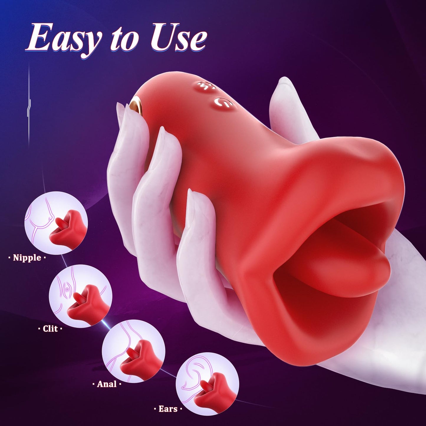 Quusvik - 3IN1 Handle Mouth-Shaped 10 Tongue Licking Kissing