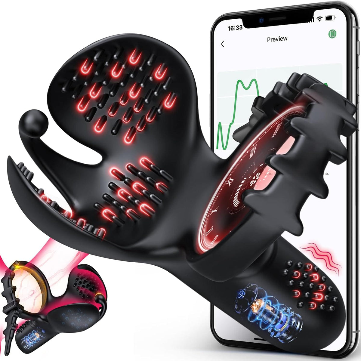 3 In 1 Vibrating Adjustable Penis Ring Vibrator