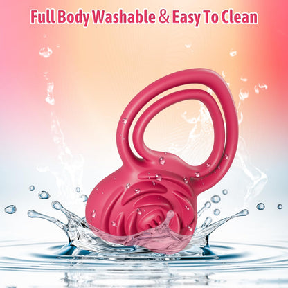 Quusvik 2 in 1 Vibrating Cock Ring Rose Vibrator