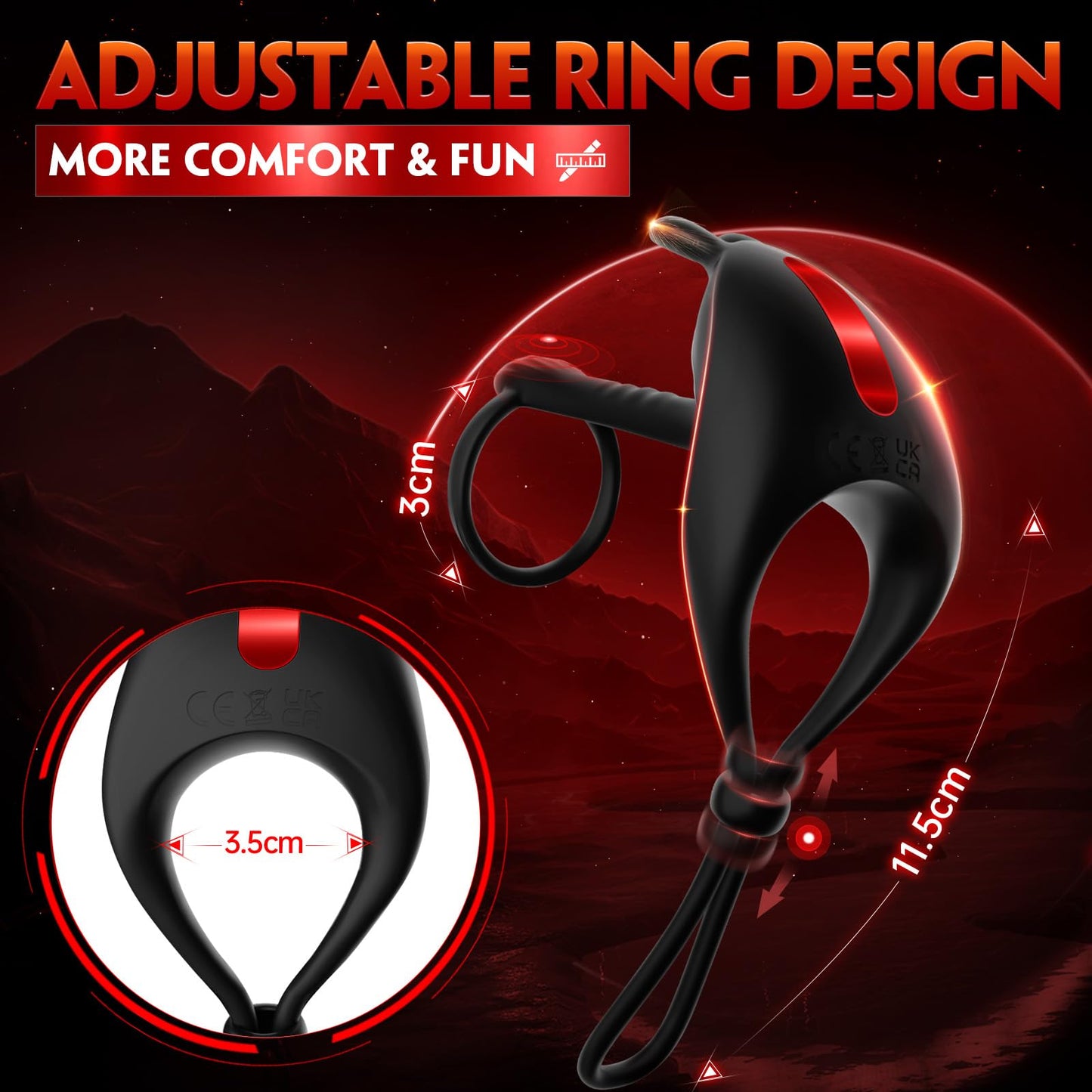 Quusvik -Bunny RIng Vibrating Cock Ring with 2 Penis Ring Penis Sleeve Mens Sex Toys