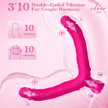 7.5'' Double Ended Vibrating Rose Dildo Anal Dildo with 10 Vibrating Modes