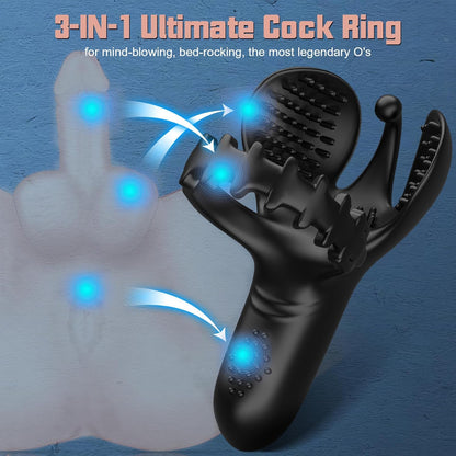 3 In 1 Vibrating Adjustable Penis Ring Vibrator