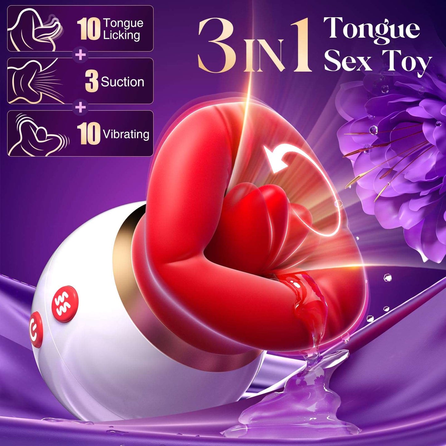 Quusvik - 3IN1 Big Mouth Shaped Sex Toy Sucking Vibrator Adult Toys