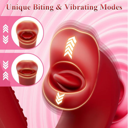 Quusvik Oral G-Spot Vibrator – 7 Flapping & 5 Biting Modes, 3-in-1 Stimulation, Rose Gold Pull Ring, IPX5 Waterproof