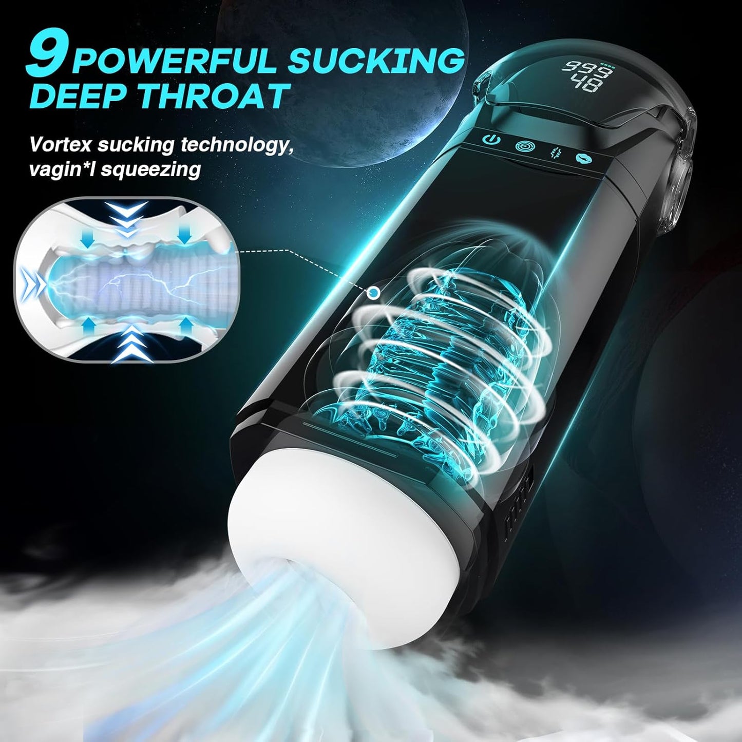 Quusvik Armor 3-in-1 Auto Suction Male Stroker – 9 Thrusting/Suction/Vibration Modes, 128-Texture Sleeve, LCD Display, App Control