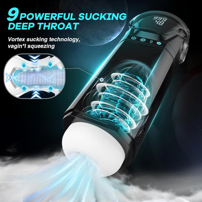 Quusvik Armor 3-in-1 Auto Suction Male Stroker – 9 Thrusting/Suction/Vibration Modes, 128-Texture Sleeve, LCD Display, App Control
