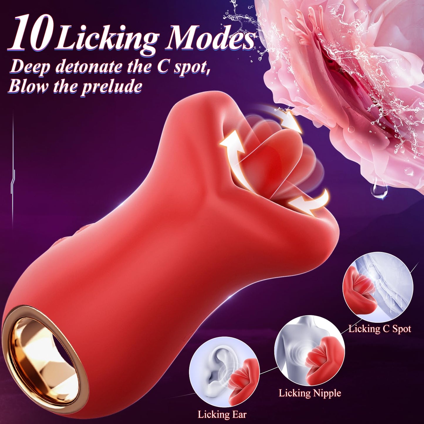 Quusvik - 3IN1 Handle Mouth-Shaped 10 Tongue Licking Kissing