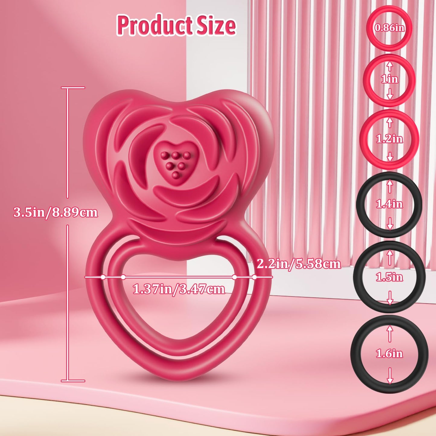 Quusvik 2 in 1 Vibrating Cock Ring Rose Vibrator