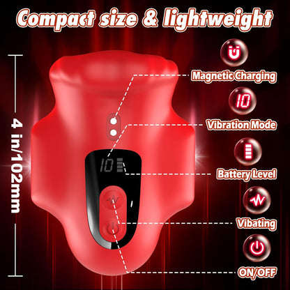 Quusvik 360° Mouth-Wrapped Penis Vibrator – LCD Display & Dual Motors for Glans Training
