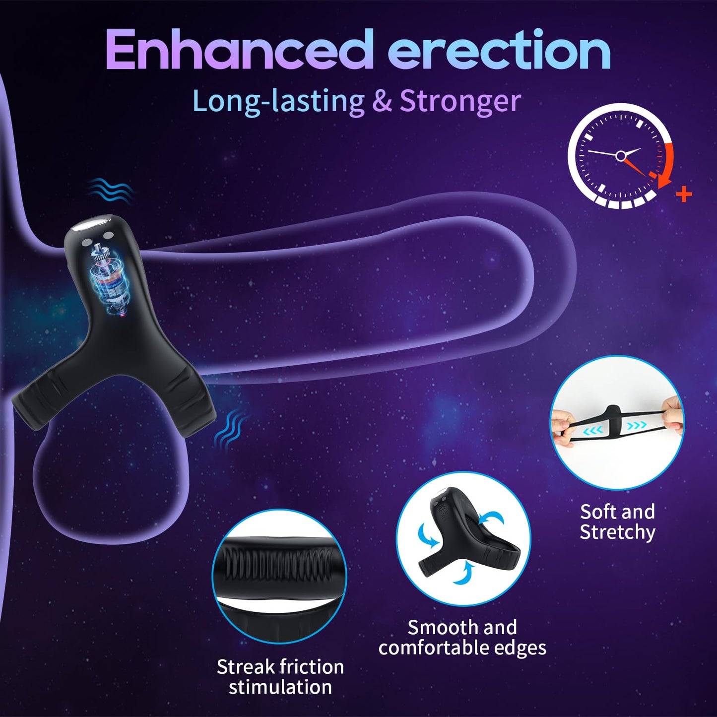 Quusvik - Vibrating Cock Ring with APP, Triangular Penis Ring with 10 Vibration Modes