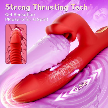 Quusvik - MizzZee Rose Muncher 5-in-1 Vibrator – Thrusting, Licking, G-Spot & Clitoral Stimulator with Dual Motors