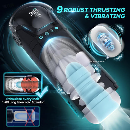 Quusvik Armor 3-in-1 Auto Suction Male Stroker – 9 Thrusting/Suction/Vibration Modes, 128-Texture Sleeve, LCD Display, App Control