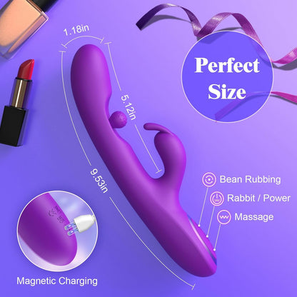 Quusvik 3-in-1 Rabbit Vibrator with 360° Rotation and Clitoral Stimulation