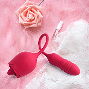 Quusvik - Rose Female Tongue Licking Egg Jumping Telescopic Masturbation Device Double-headed Vibrating Sex Toy