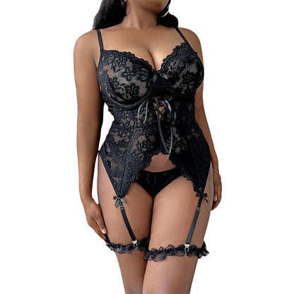 Plus-Size Erotic Lingerie Set with Lace Embroidery Sexy Uniform Style