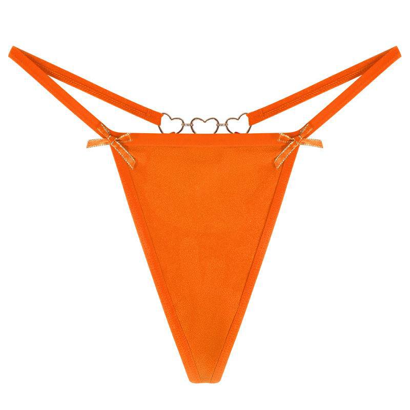 Sexy Love Heart Chain Bowknot Low Waist Seamless Women's Thong