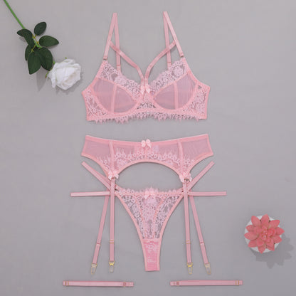 Mesh Stitching Lace Garter Sexy Lingerie Fun Suit