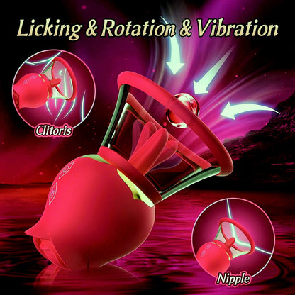 3-in-1 Rose Vacuum Sucking Nipple & Clitoris Stimulator – 3 Interchangeable Heads