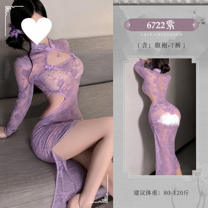 Lace See-through Cheongsam Suit