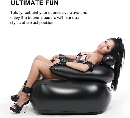 Quusvik - Inflatable Sex Chair with Bondage Set – Erotic Furniture with Dildo Mount & Electric Pump for Couples