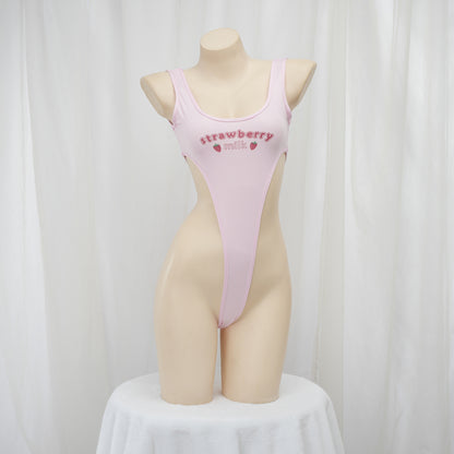 Sexy Strawberry Print High Fork Bikini Sexy Lingerie