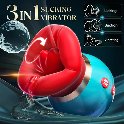 Quusvik - 3 in 1 App Remote Control Big Mouth Vibrator With 360° Tongue Licking & Sucking & Vibrating