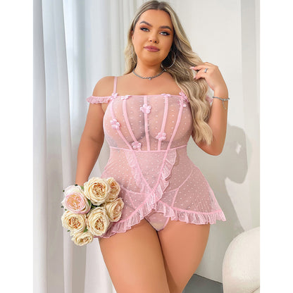 Lace Floral Border Mesh Stitching See-through Sexy Jumpsuit