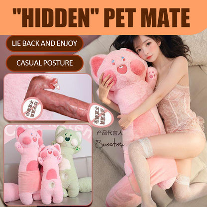 Cat Pillow Hidden Dildo Vibrator | 10-Speed Vibration + 3-Speed Thrusting | Automatic Licking & Suction