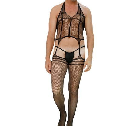 Men's One Piece Stockings Mesh Cut Out Sheer Sexy Underwear
