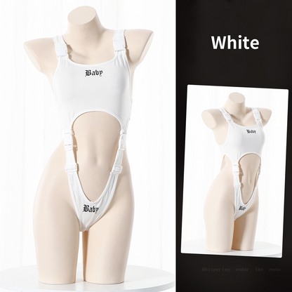 "Baby" Printed One-piece Strap Buckle Sexy Lingerie