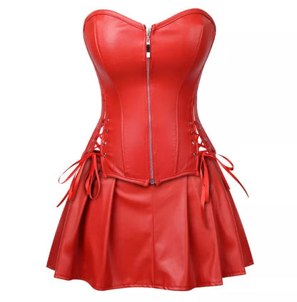 Plus Size Corset Bright Leather Skirt Push up Tube Top