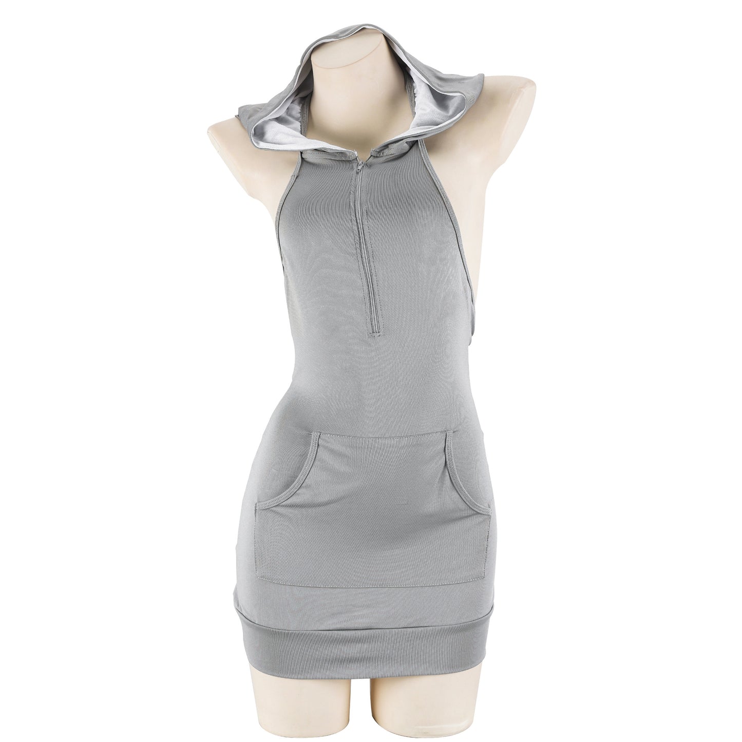 Sexy Backless Hooded Dress Kawaii  Zipper Nightdress