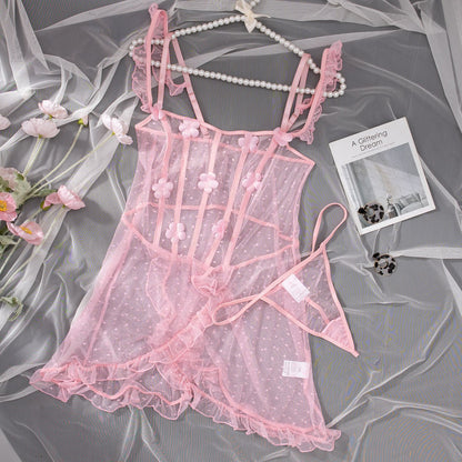 Lace Floral Border Mesh Stitching See-through Sexy Jumpsuit