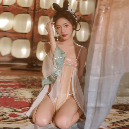 Ancient Style Sexy Chiffon Bra Pajamas Set