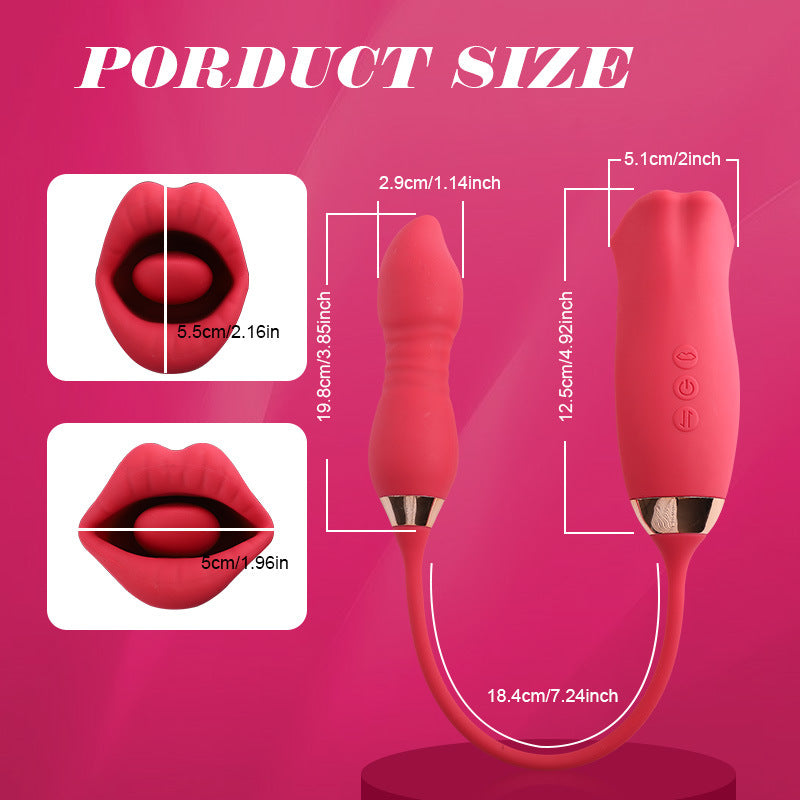 Quusvik - Rose Muncher Scarlet Rose kiss 3-in-1 Bitting & Thrusting Vibrator