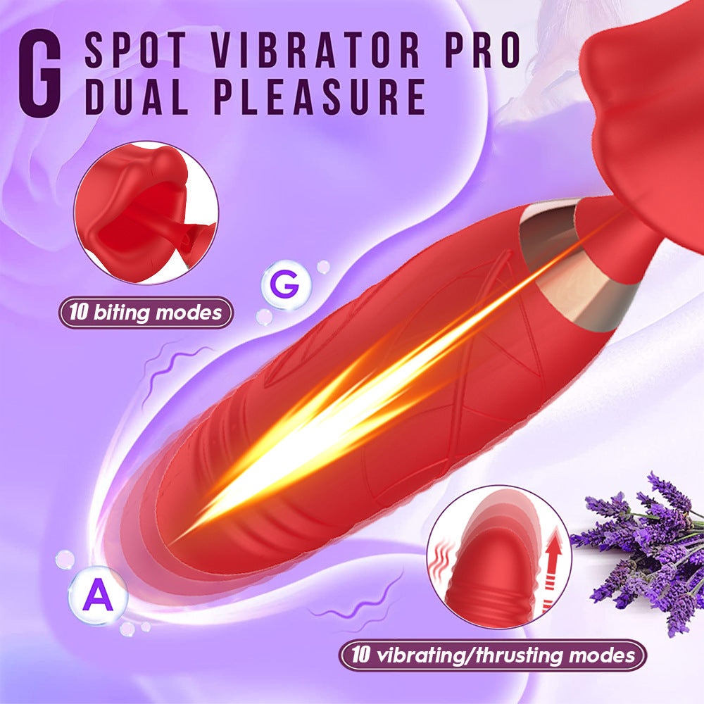 Quusvik Rose Muncher Lip Tongue Suction Vibrator With Thrusting Dildo Vibrator