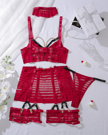 Metal Chain Bra Skirt Three-piece Set