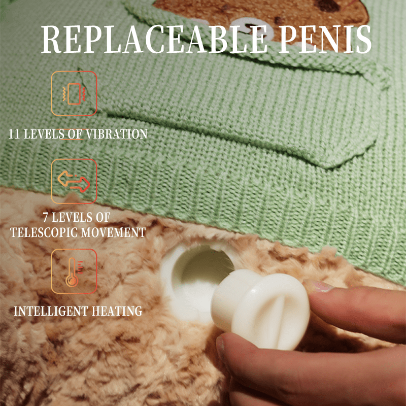 Teddy Bear Plush Sex Machine – App-Controlled, 11 Vibration & 7 Telescopic Modes, Heating, Waterproof