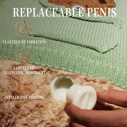 Teddy Bear Plush Sex Machine – App-Controlled, 11 Vibration & 7 Telescopic Modes, Heating, Waterproof