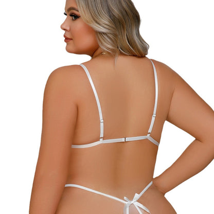 Plus-Size Erotic Pajamas Set of Lace Hollow-out Sexy Lingerie