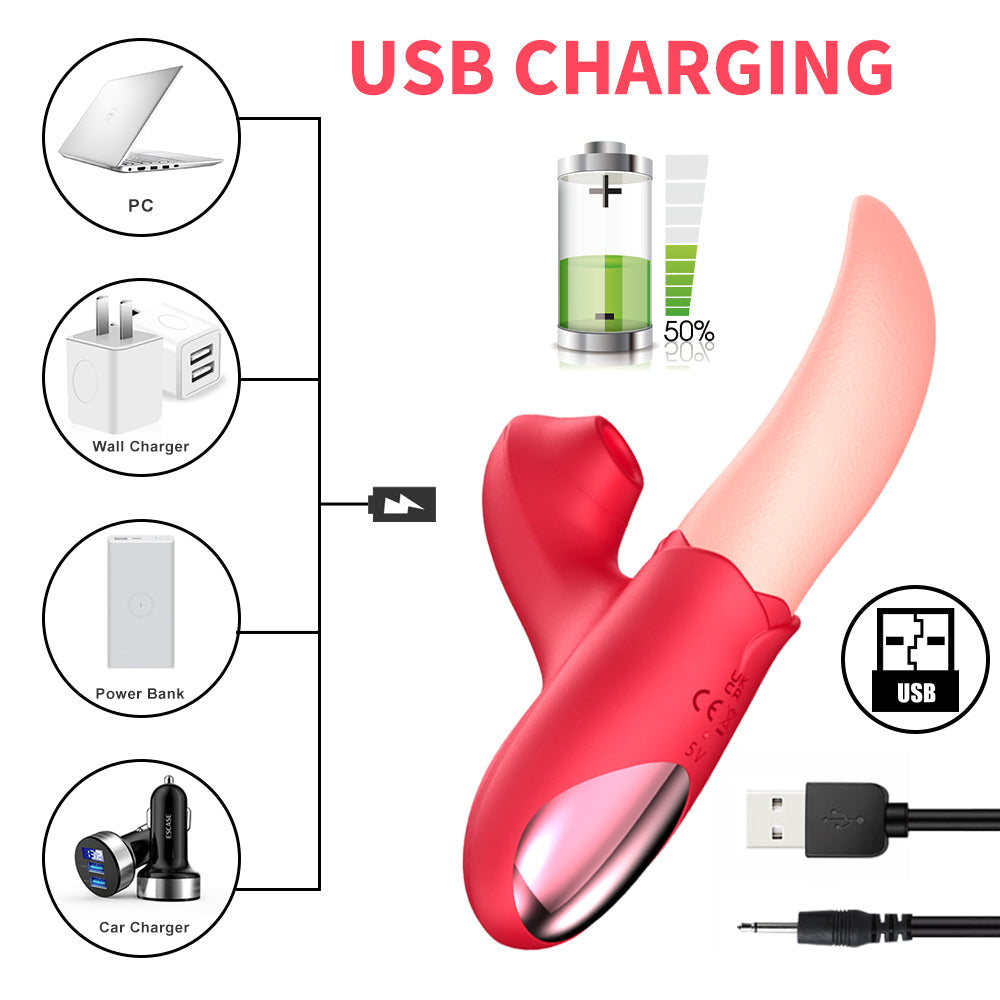 Quusvik - Rose Generation Ⅱ Tongue Licking Vibrator Clit Sucking G Spot Stimulator Nipple Massager