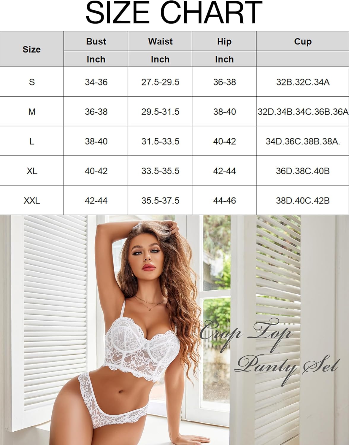 Women's Exquisite 2-Piece Lace Lingerie Set V-Neck Corset Tops Bra PantyNightwear