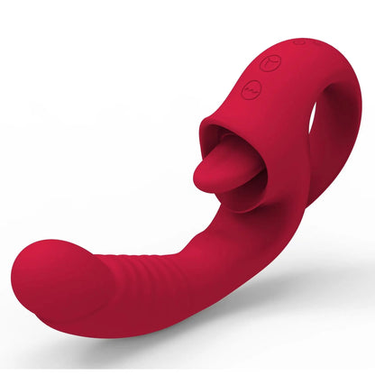 Quusvik 2 in 1 Tongue Licking Dildo Vibrator Women's Toy3